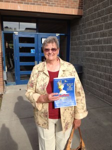 Outside the local theater in Omak.