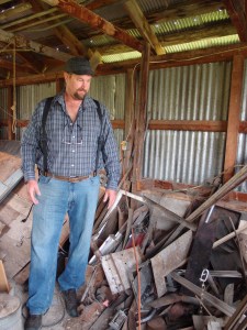 Here I am contemplating what to do with the corner of scrap metal.  Sam and I ended up filled my entire pickup bed with it (overloaded the springs badly).
